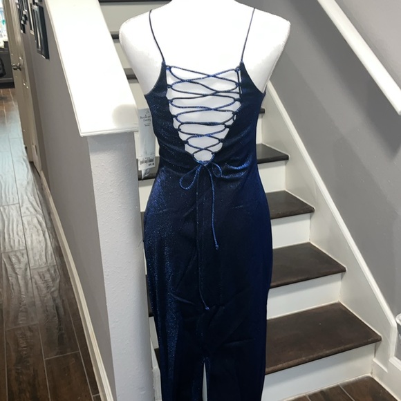 Blondie and Me Evening Royal Blue ￼ 
iridescent Gown. Spaghetti straps 11-12 - Picture 4 of 16